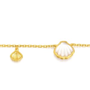 CHOW SANG SANG 999 24K Solid Gold Shell with Mother of Pearl Bracelet for Women 93526B | 7", (18 CM)