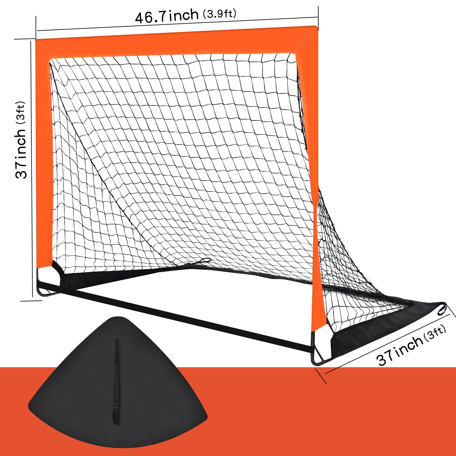 Theresduet 2 Pack 4’ x 3’ Size Portable Kid Soccer Goals for Backyard, Indoor and Outdoor Pop Up Soccer Goals, Orange, Theresduet