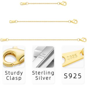 925 Sterling Silver Necklace Extender Gold Necklace Extender Gold Chain Extenders for Necklaces 2", 3", 4" Inches