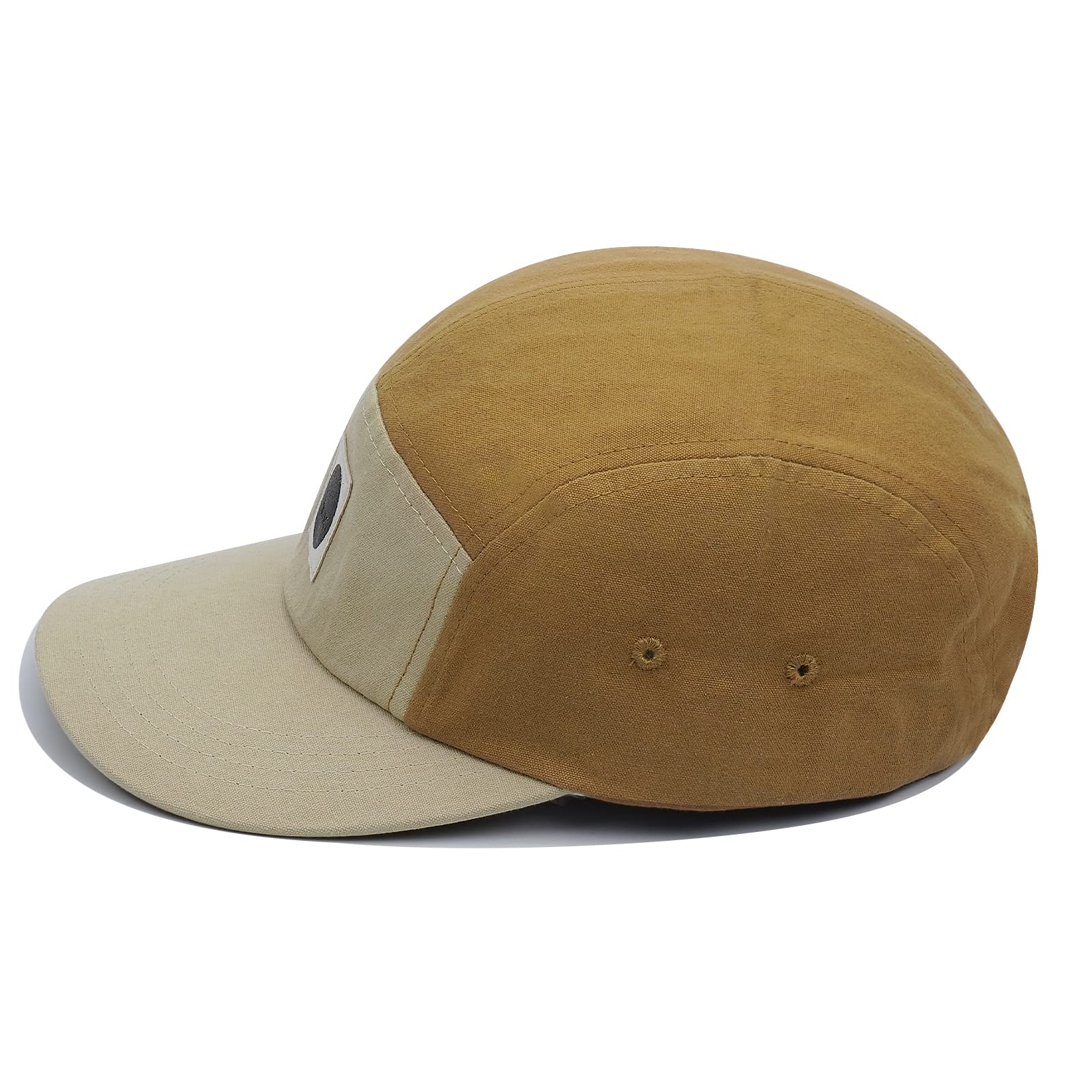 Croogo Flat Brim Baseball Cap 5-Panel Trucker Cap Golf Tennis Sports Cap Sunshade Peaked Cap Five Panel Hat Cap,Khaki-BB1