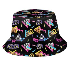 Retro Fashion 80s 90s Bucket Hat for Men Women Funny Summer Beach Fishing Hat Packable Outdoor Sun Fisherman Hat