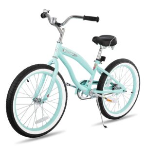 JOYSTAR 20 Inch Kids Beach Cruiser Bike for Girls Ages 6-10 Years Old Single Speed Kids Bike with Coaster Brake Green