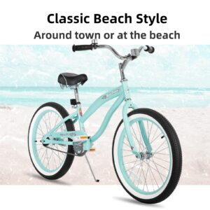 JOYSTAR 20 Inch Kids Beach Cruiser Bike for Girls Ages 6-10 Years Old Single Speed Kids Bike with Coaster Brake Green