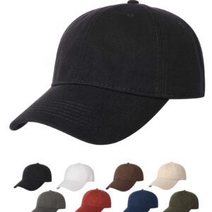 AOMSI Premium Unstructured Soft Cotton Canvas Baseball Cap Casual Dad Hat, Clean Ball Caps Adjustable for Men Women Black