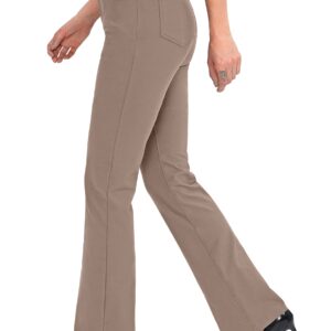 Rammus 28"/30"/32"/34" Women's Yoga Dress Pants Stretch Work Business Casual Slacks for Women Bootcut Office Trousers Dark Khaki XL