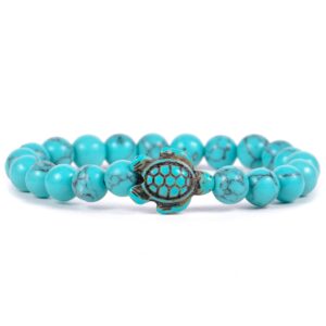 fahlo sea turtle tracking bracelet, elastic, supports the sea turtle conservancy, one size fits most for men and women (crystal blue)