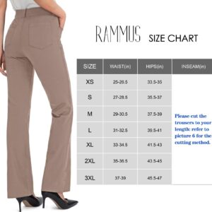 Rammus 28"/30"/32"/34" Women's Yoga Dress Pants Stretch Work Business Casual Slacks for Women Bootcut Office Trousers Dark Khaki XL