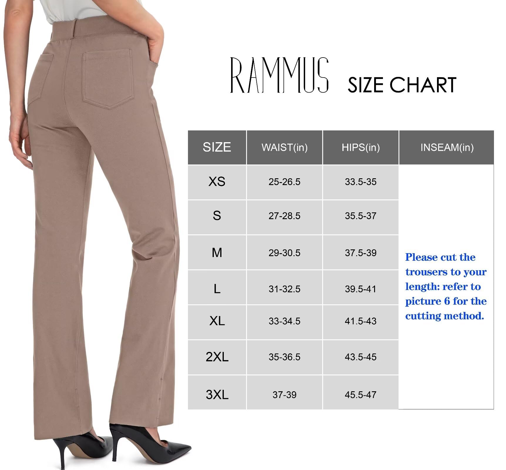 Rammus 28"/30"/32"/34" Women's Yoga Dress Pants Stretch Work Business Casual Slacks for Women Bootcut Office Trousers Dark Khaki XL