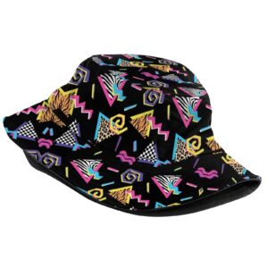 Retro Fashion 80s 90s Bucket Hat for Men Women Funny Summer Beach Fishing Hat Packable Outdoor Sun Fisherman Hat