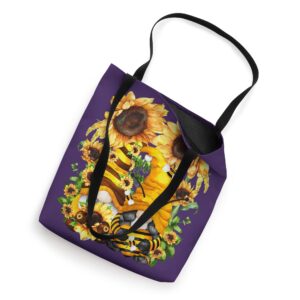 Honey Bee And Sunflower Spring Gnome For Women Floral Purple Tote Bag