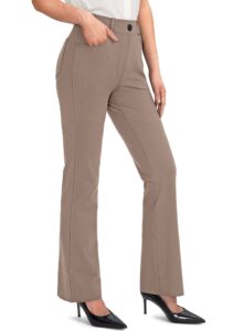 rammus 28"/30"/32"/34" women's yoga dress pants stretch work business casual slacks for women bootcut office trousers dark khaki xl