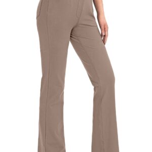 Rammus 28"/30"/32"/34" Women's Yoga Dress Pants Stretch Work Business Casual Slacks for Women Bootcut Office Trousers Dark Khaki XL