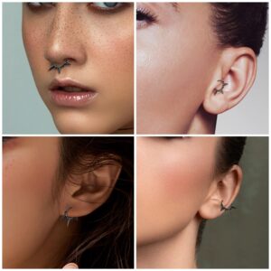 FUNLMO Spike Septum Clicker Rings 316L Daith Earrings Septum Jewelry 16G Hinged Segment Seamless Clicker Nose Hoop Ring Silver Snug Tragus Cartilage Helix Rook Lobe Earrings Conch Hoop Ring 8mm