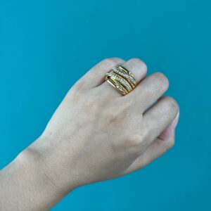 Mytys Gold Cable Band Ring Crisscross Intertwined Chunky Cocktail Rings Unisex Couple Wide Statement Ring Size 10