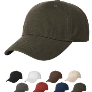 AOMSI Premium Unstructured Soft Cotton Canvas Baseball Cap Casual Dad Hat, Clean Ball Caps Adjustable for Men Women Olive