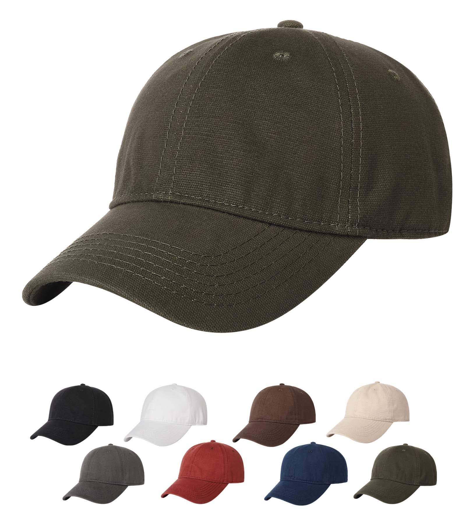 AOMSI Premium Unstructured Soft Cotton Canvas Baseball Cap Casual Dad Hat, Clean Ball Caps Adjustable for Men Women Olive