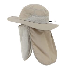 Home Prefer UPF50+ Mens Sun Hat with Neck Flap Wide Brim UV Sun Protection Fishing Hat with Neck Flap Womens Gardening Beach Sand