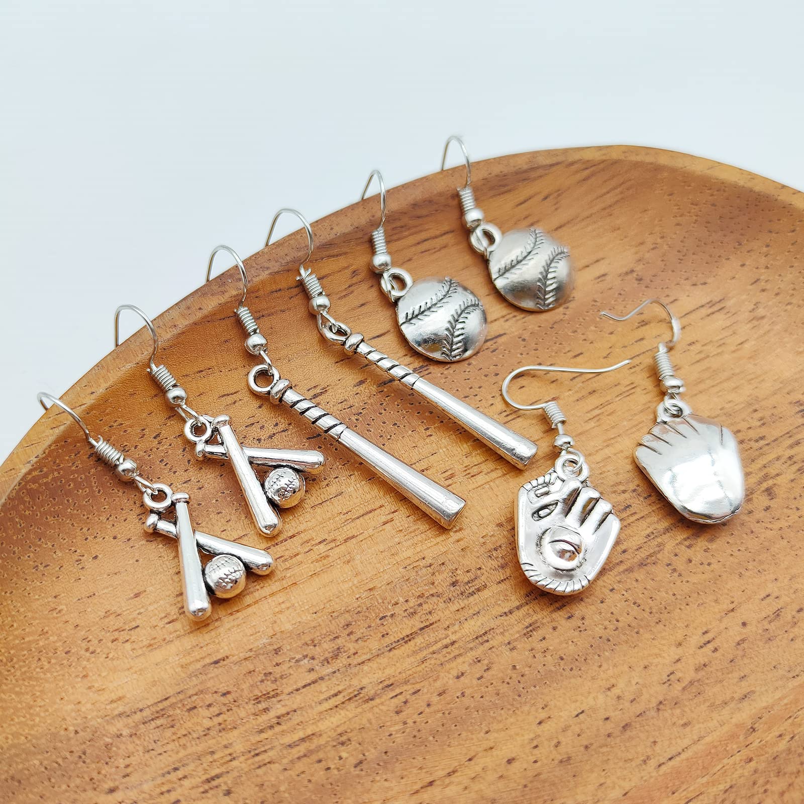 4 Pairs Baseball Earrings for Women Baseball Jewelry for Women Baseball Fan Gift for Mom Baseball Dangle Earrings for Moms (A:Baseball Earrings)