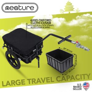 Neature Bike Trailer Utility Cart and Bike Trailer Attachment Kit - 88lb Capacity Towable Bike Cargo Wagon for Travel