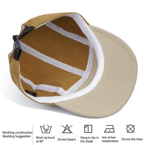 Croogo Flat Brim Baseball Cap 5-Panel Trucker Cap Golf Tennis Sports Cap Sunshade Peaked Cap Five Panel Hat Cap,Khaki-BB1