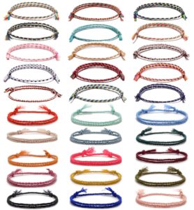 mozaka 30pcs woven wrap friendship bracelets for women men adjustable colorful string wrist cord handmade friendship braided ankle bracelets party favors