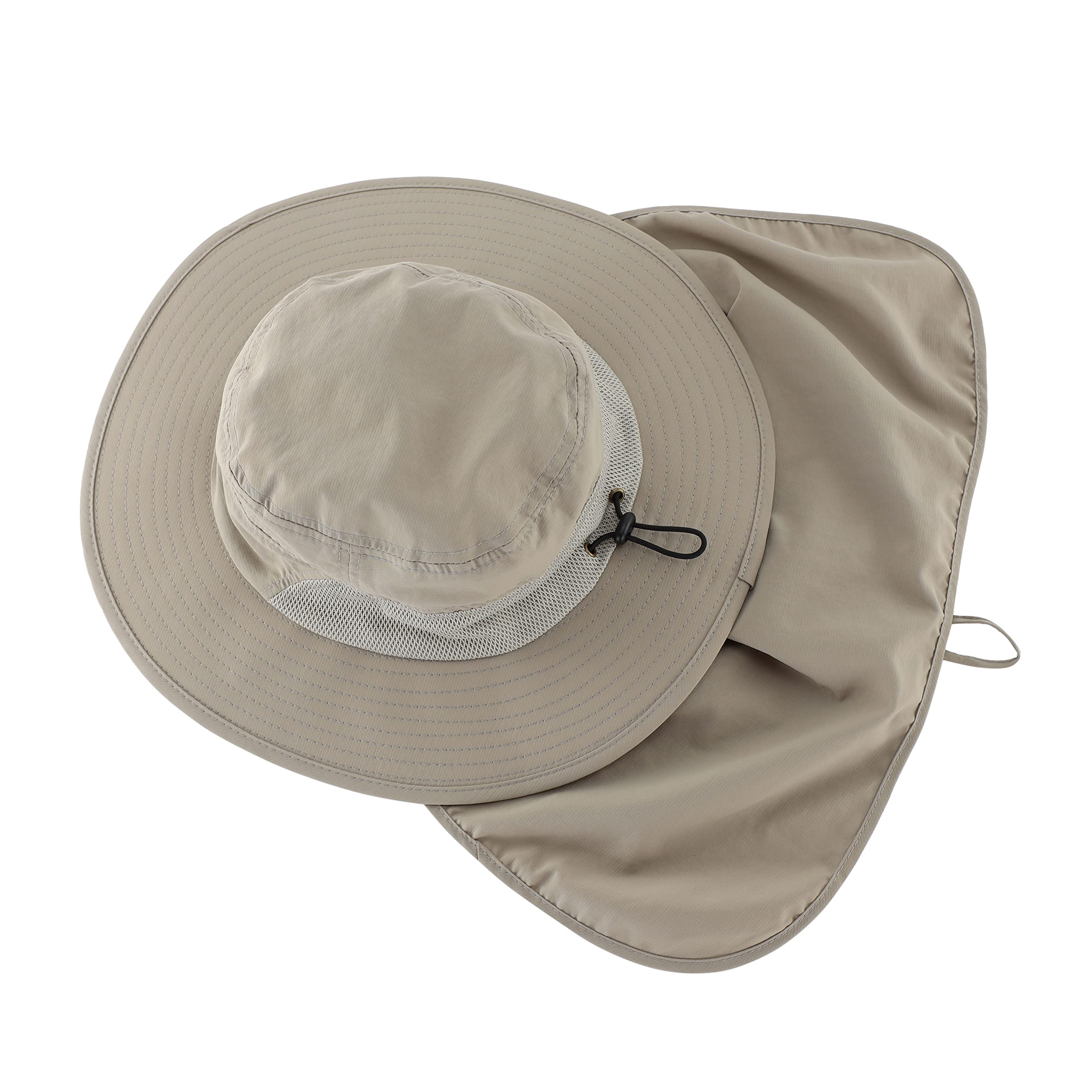 Home Prefer UPF50+ Mens Sun Hat with Neck Flap Wide Brim UV Sun Protection Fishing Hat with Neck Flap Womens Gardening Beach Sand