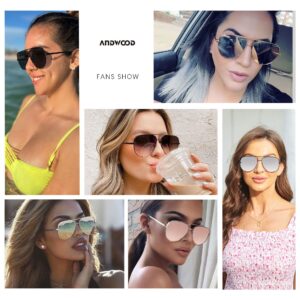 ANDWOOD Oversized Aviator Sunglasses for Women Men Big Large UV Protection Fashion Sun glasses Double Bridge Ombre Fade Gradient Shades