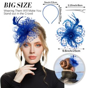 4 Pieces Fascinators Hat Flower Mesh Fascinators for Women Girls Tea Party Wedding Feather Headband Cocktail Hair Clip