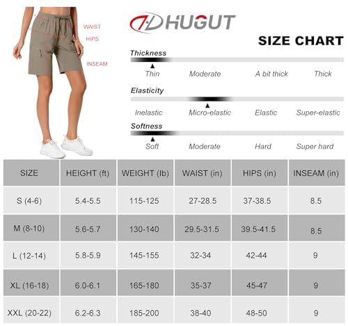 Women's Lightweight Hiking Cargo Shorts Quick Dry Athletic Shorts for Camping Travel Golf with Zipper Pockets Water Resistant Dark Khaki