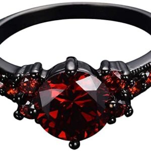 2.40 Ct Round Cut Red Ruby 14K Black Gold Finish Engagement Women's Ring (5.5)