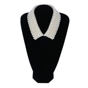 Statement Necklace for Women Simulated Pearl Beaded Bib Detachable False Collar Choker Necklaces Clothing Accessory