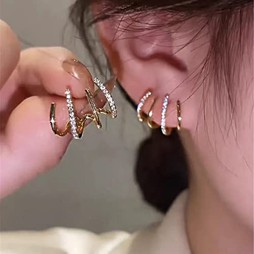 Tewiky Claw Earrings for Women, 14k Gold Plated Claw Earrings Cuff Hypoallergenic Subloom Ear Wrap Piercing Stud Earrings Minimalist Trendy Cubic Zirconia Warp Cuff Earrings Dainty Jewelry for Women