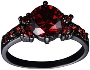 2.40 ct round cut red ruby 14k black gold finish engagement women's ring (5.5)