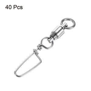 PATIKIL Fishing Snap Swivels, 40 Pack 15lb Stainless Steel Ball Bearing Tackle for Saltwater Freshwater Fishing