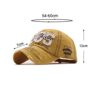 Washed Baseball Cap for Men Women Adjustable Distressed Denim Hat Dad Hat Trucker Hat (Yellow) 6 3/4-7 1/2