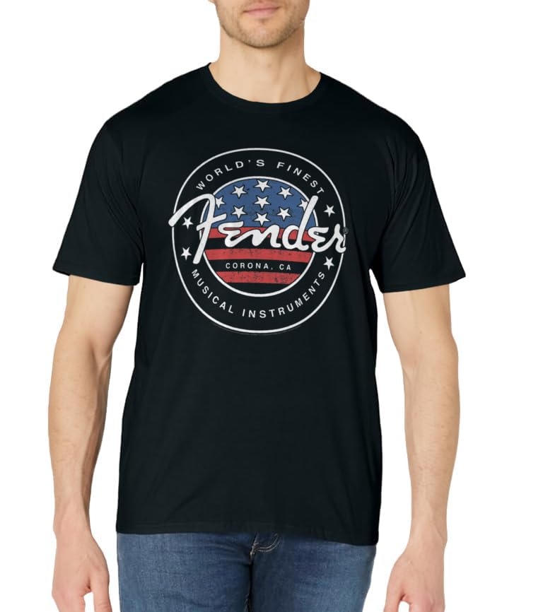 Fender American Flag Circle Stamp Logo T-Shirt