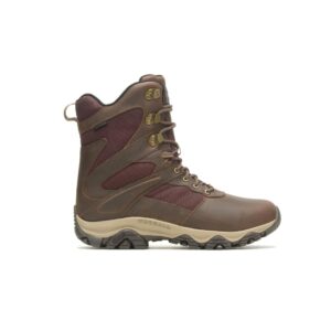 Merrell Men's Moab 2 Timber 8" Thermo Waterproof Oil-and Slip-Resistant Leather Work Boots with Eva Midsole Hiking, Toffee, 10