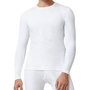 LAPASA Men's Thermal Underwear Top Crewneck Long Sleeve Shirt Base Layer Lightweight Winter Thermoflux 100 M09 Large White