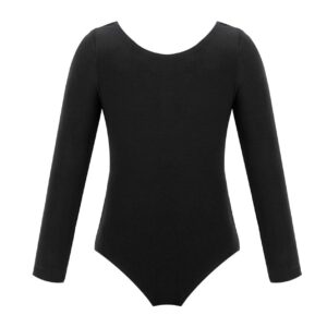 jizyo kids girls long sleeve gymnastics leotard stretchy basic ballet dance leotard athletic top bodysuit unitard activewear black 8 years