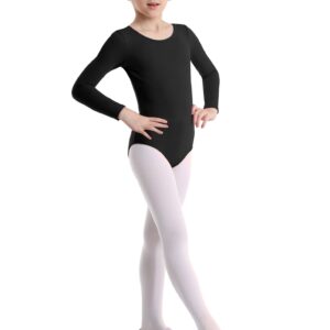 Jizyo Kids Girls Long Sleeve Gymnastics Leotard Stretchy Basic Ballet Dance Leotard Athletic Top Bodysuit Unitard Activewear Black 8 Years