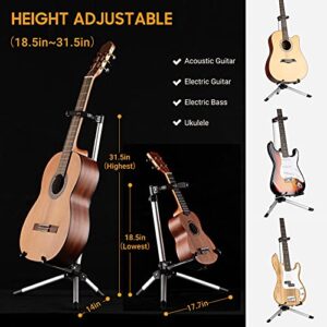 CAHAYA Guitar Stand Floor for Acoustic Electric Guitars and Bass Adjustable Height Folding Guitar Stand Lightweight Travel Instrument Holder