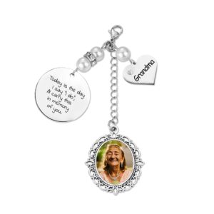 ailin custom wedding bouquet charms personalized memorial dad grandma engraved photo charms for bridal