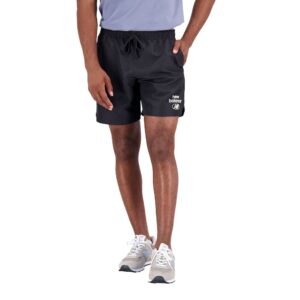 new balance men's essentials reimagined woven short, black, small