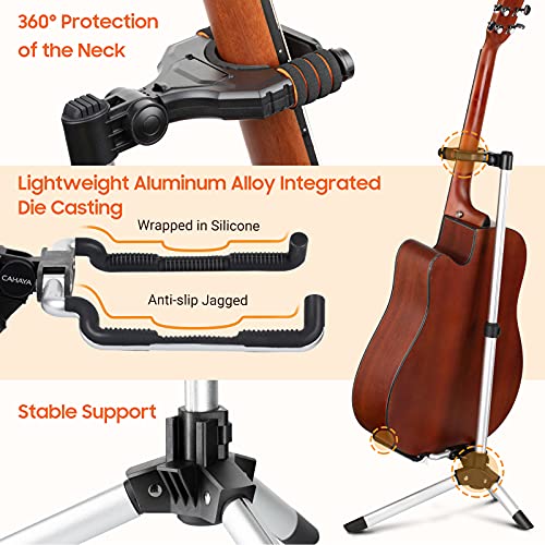 CAHAYA Guitar Stand Floor for Acoustic Electric Guitars and Bass Adjustable Height Folding Guitar Stand Lightweight Travel Instrument Holder