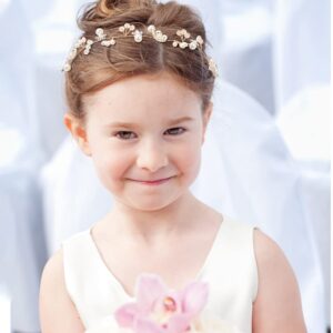 Tanfeine Flower Girl Headpiece,Flower Girl Headband Wedding Headpiece for Bride Flower Girl Crown Princess Crown First Communion Headpiece for Girls