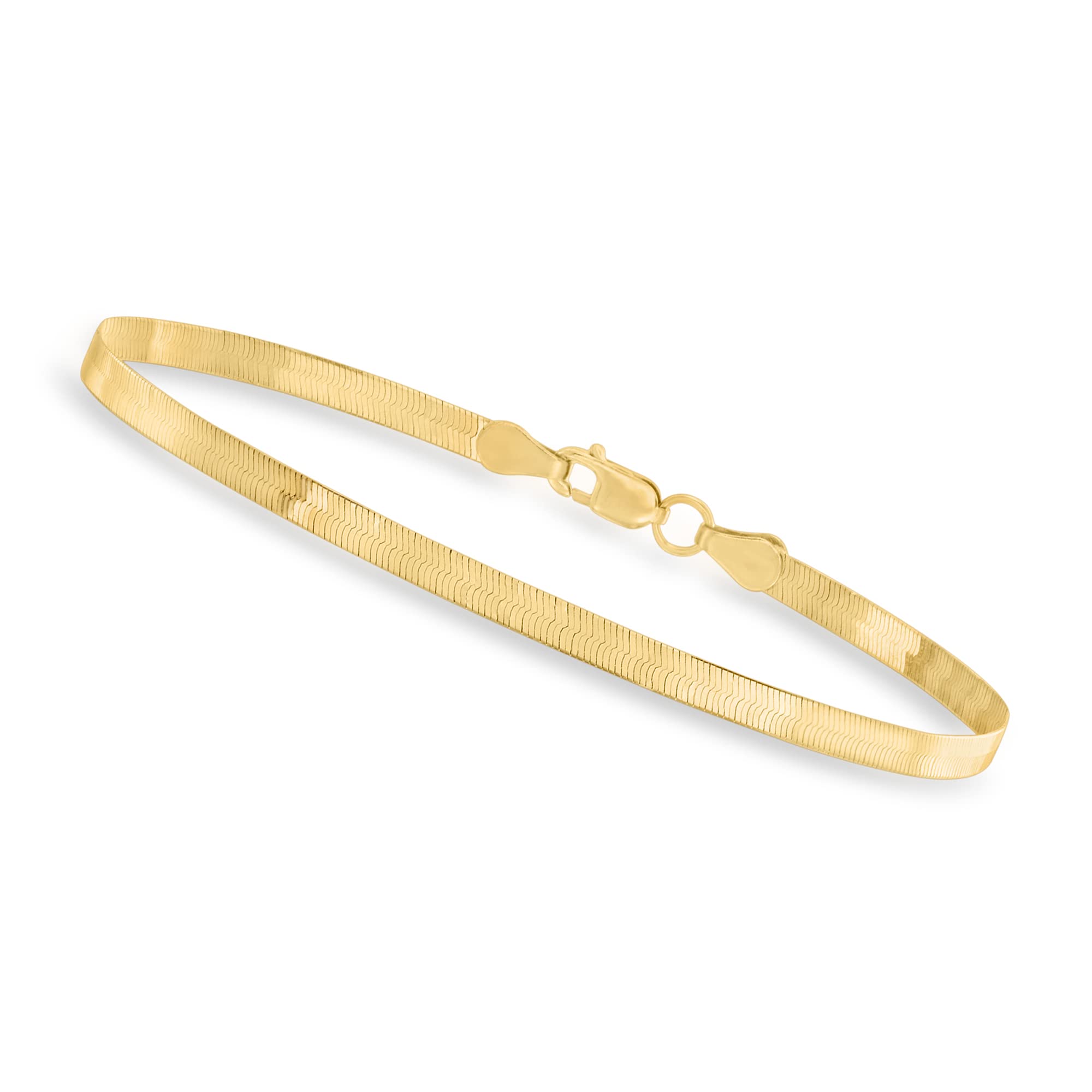 Canaria 3mm 10kt Yellow Gold Herringbone Bracelet. 7 inches