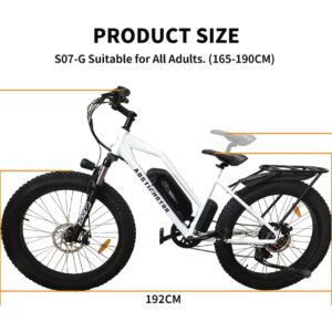 aostirmotor 750W Electric Bike for Adults 26"×4" Fat Tire Electric Bike 48V 13AH Lithium Battery Adult Electric Bicycles, 28MPH E Bike for Adults, Shimano 7 Speed Electric Mountain Bike (White)