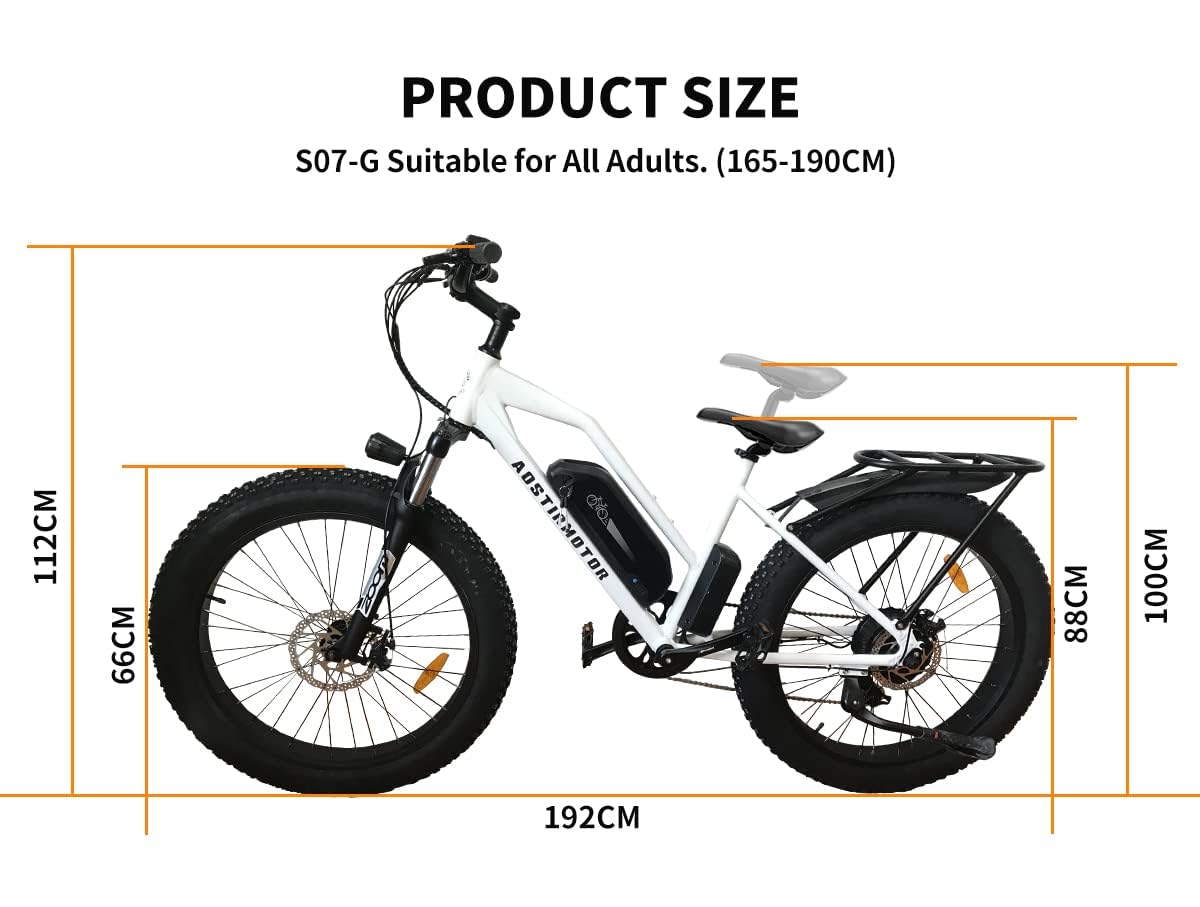 aostirmotor 750W Electric Bike for Adults 26"×4" Fat Tire Electric Bike 48V 13AH Lithium Battery Adult Electric Bicycles, 28MPH E Bike for Adults, Shimano 7 Speed Electric Mountain Bike (White)