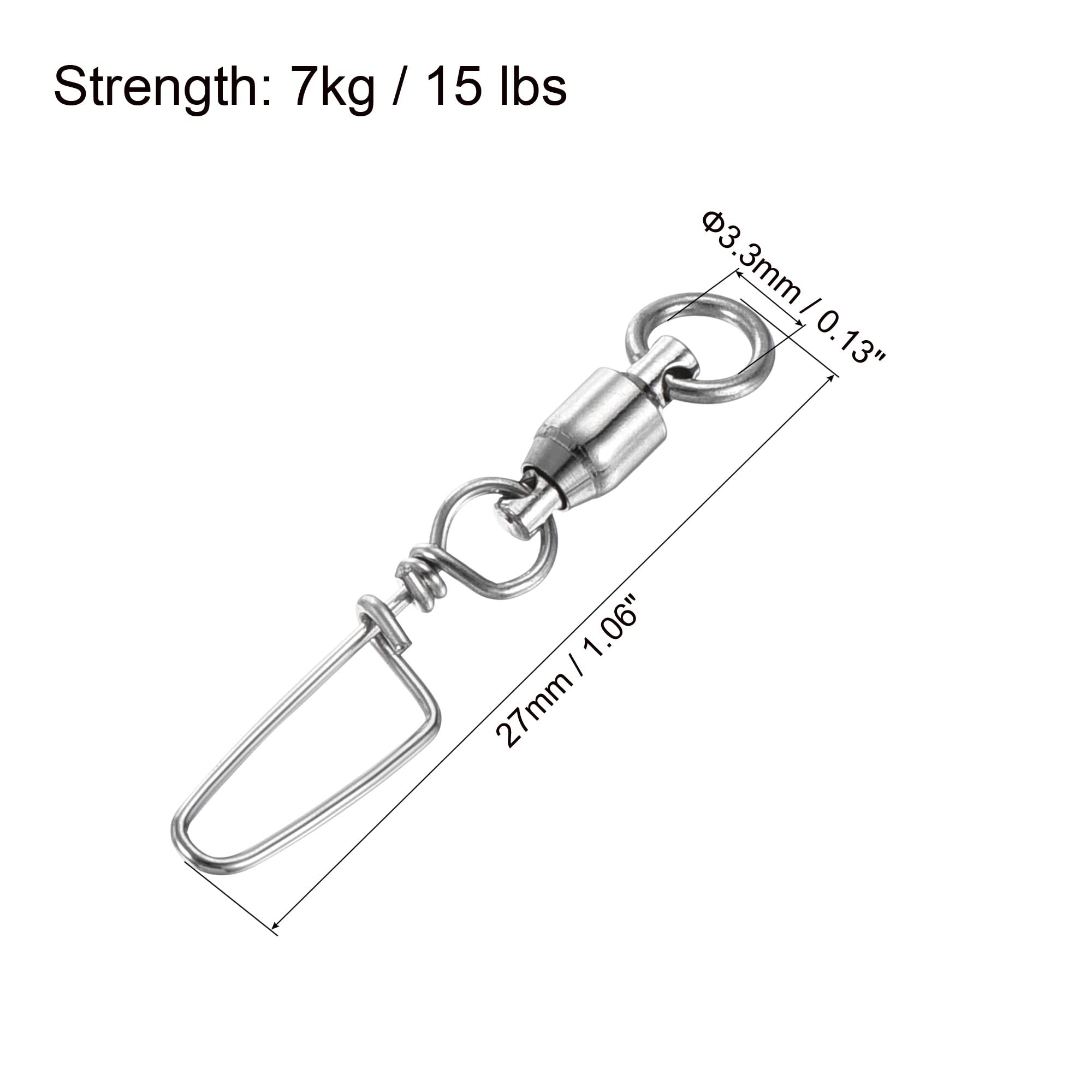 PATIKIL Fishing Snap Swivels, 40 Pack 15lb Stainless Steel Ball Bearing Tackle for Saltwater Freshwater Fishing