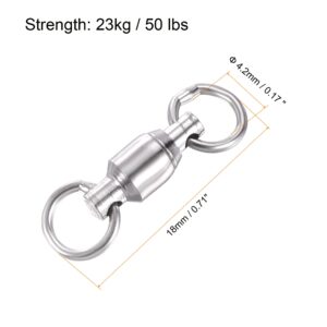 PATIKIL Ball Bearing Swivel, 25 Pack 50lb Stainless Steel Solid Welded Ring Fishing Tackle Connector, Silver